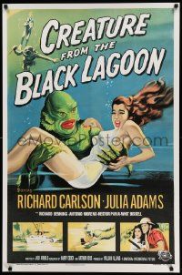 6w122 CREATURE FROM THE BLACK LAGOON S2 recreation 1sh 2002 art of monster holding sexy Julie Adams!