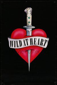6w175 WILD AT HEART English double crown '90 David Lynch, incredible dagger stabbing heart image!