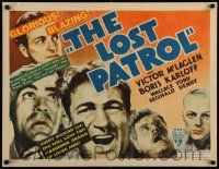 6w017 LOST PATROL 1/2sh '34 great images of Boris Karloff & Victor McLaglen, John Ford, ultra rare!