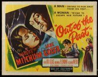 6w135 OUT OF THE PAST style A 1/2sh '47 great art of smoking Robert Mitchum & Jane Greer, rare!
