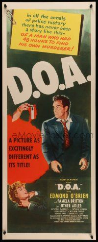 6w021 D.O.A. insert '50 art of Edmond O'Brien looking at luminous fluids, classic film noir!