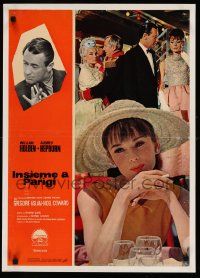 6w116 PARIS WHEN IT SIZZLES Italian photobusta '64 Audrey Hepburn close up & with William Holden!