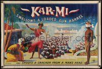 6w208 PRINCE KAR-MI 28x41 magic poster 1914 he shoots a cracker from man's head, great stone litho!