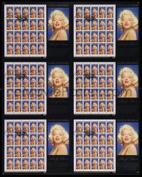6w103 MARILYN MONROE 18x23 uncut stamp sheet '95 6 sets postmarked on first day of issue, rare!