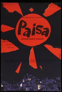6w166 PAISAN Polish 23x34 '57 classic Roberto Rossellini WWII multi-part movie, Byszewska art!