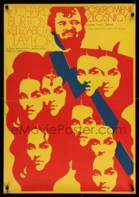 6w167 TAMING OF THE SHREW Polish 23x33 '71 cool Swierzy art of Elizabeth Taylor & Richard Burton!