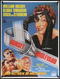 6w153 SUNSET BOULEVARD Spanish R80 Billy Wilder classic noir, Holden, Swanson, cool different art!