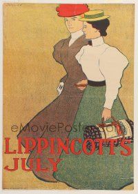 6w102 LIPPINCOTT'S MAGAZINE 12x17 advertising poster 1897 great Joseph Gould art for July issue!
