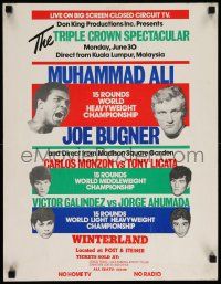 6w104 TRIPLE CROWN SPECTACULAR 17x22 boxing poster '75 Muhammad Ali vs Joe Bugner, closed circuit!