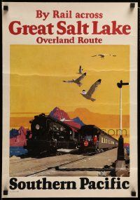 6w106 SOUTHERN PACIFIC GREAT SALT LAKE 16x23 travel poster '33 great Maurice Logan train art, rare!