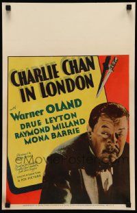 6w034 CHARLIE CHAN IN LONDON WC '34 great image of Asian detective Warner Oland w/ knife overhead!