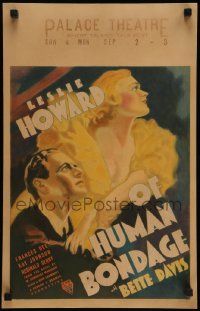 6w045 OF HUMAN BONDAGE WC '34 Maugham classic, best art of Bette Davis & Leslie Howard, ultra rare