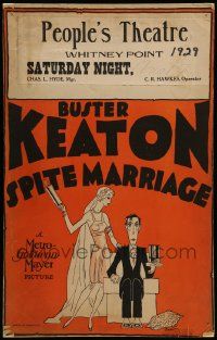 6w048 SPITE MARRIAGE WC '29 cool Malcolm Eaton cartoon art of Buster Keaton & Sebastian, ultra rare!