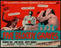 6x551 FIVE BLOODY GRAVES pressbook '70 Al Adamson western horror, sadistic & sensual slaughter!