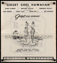 6x580 GIDGET GOES HAWAIIAN pressbook '61 Deborah Walley, James Darren, great surfing art!