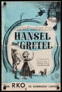 6x609 HANSEL & GRETEL pressbook '54 classic fantasy tale acted out by cool Kinemin puppets!