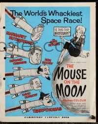 6x378 MOUSE ON THE MOON English pressbook '63 cool cartoon art of English astronauts on moon!