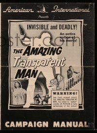 6x401 AMAZING TRANSPARENT MAN pressbook '59 Edgar Ulmer, art of the invisible & deadly convict!