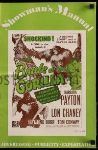 6x468 BRIDE OF THE GORILLA pressbook '51 sexy Barbara Payton & huge ape, primitive passions!