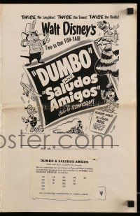 6x530 DUMBO/SALUDOS AMIGOS pressbook '49 Donald Duck, Joe Carioca, Disney two-in-one fun-fare!