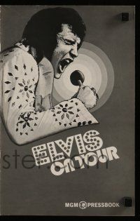 6x531 ELVIS ON TOUR pressbook '72 classic artwork of Elvis Presley singing into microphone!