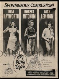 6x548 FIRE DOWN BELOW pressbook '57 sexy Rita Hayworth, Robert Mitchum & Jack Lemmon!