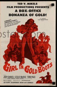 6x587 GIRL IN GOLD BOOTS pressbook '68 Ted V. Mikels, she hungered for fame & men!
