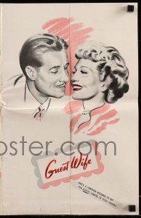 6x602 GUEST WIFE pressbook '45 Don Ameche asks Dick Foran if he can borrow Claudette Colbert!
