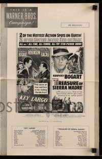 6x662 KEY LARGO/TREASURE OF THE SIERRA MADRE pressbook '53 Humphrey Bogart double-bill!