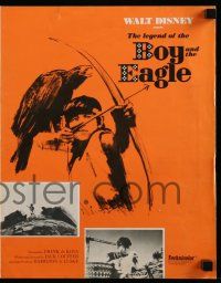 6x682 LEGEND OF THE BOY & THE EAGLE pressbook '67 Walt Disney, art of boy w/bow & perched eagle!