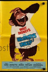 6x734 MONKEY'S UNCLE pressbook '65 Walt Disney, Annette Funnicello, wacky art of laughing ape!