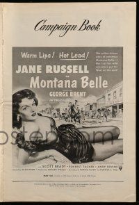 6x735 MONTANA BELLE pressbook '52 sexy Jane Russell wants to get friendly with George Brent!