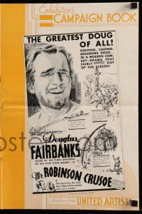 6x742 MR. ROBINSON CRUSOE pressbook '32 art of dashing hero Douglas Fairbanks in the South Seas!