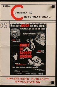 6x754 NIGHT OF BLOODY HORROR pressbook '69 blood psycho goes berserk, you can only die once!