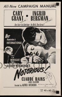 6x761 NOTORIOUS pressbook R54 Cary Grant, Ingrid Bergman, Claude Rains, Alfred Hitchcock classic!