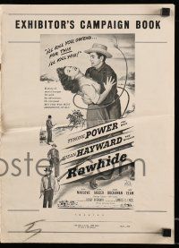 6x807 RAWHIDE pressbook '51 Tyrone Power & pretty Susan Hayward in western action!