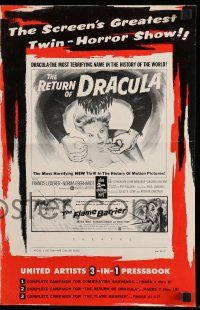 6x814 RETURN OF DRACULA/FLAME BARRIER pressbook '58 the screen's greatest twin-horror show!