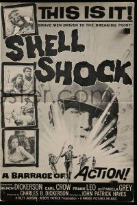 6x855 SHELL SHOCK pressbook '64 WWII action, brave men driven to the breaking point!