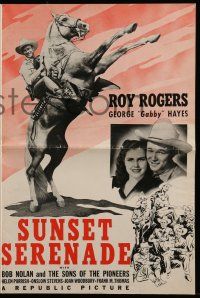 6x892 SUNSET SERENADE pressbook '42 Roy Rogers, Trigger, Gabby, Bob Nolan, Sons of the Pioneers!