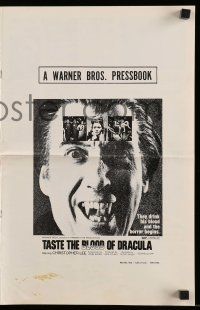 6x912 TASTE THE BLOOD OF DRACULA pressbook '70 Christopher Lee, c/u showing his vampire fangs!