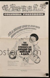6x930 THREE STOOGES GO AROUND THE WORLD IN A DAZE pressbook '63 wacky Moe, Larry & Curly-Joe!