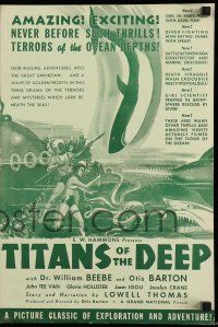 6x940 TITANS OF THE DEEP pressbook '38 Otis Barton, underwater diving and adventure images!