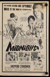 6x961 VIOLENT MIDNIGHT pressbook '63 I've been trained to kill, stop me before I kill again!