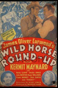 6x981 WILD HORSE ROUND-UP pressbook '37 Kermit Maynard, written by James Oliver Curwood!