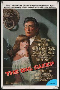 6y081 BIG SLEEP 1sh '78 art of Robert Mitchum & sexy Candy Clark by Richard Amsel!