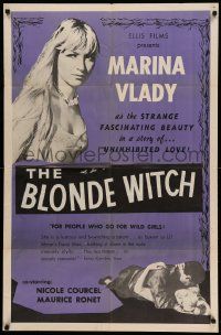6y098 BLONDE WITCH 1sh '55 Nicole Courcel, close-up of sexy sorceress Marina Vlady!