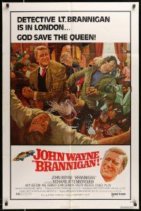 6y110 BRANNIGAN 1sh '75 Douglas Hickox, great McGinnis art of fighting John Wayne in England!