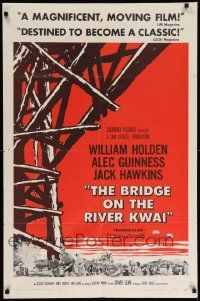 6y113 BRIDGE ON THE RIVER KWAI style A 1sh '58 William Holden, Guinness, David Lean WWII classic!