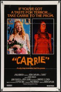 6y132 CARRIE 1sh '76 Stephen King, Sissy Spacek before and after her bloodbath at the prom!