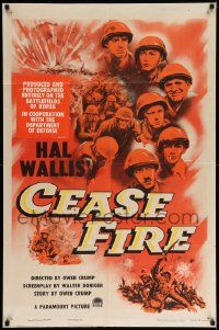 6y134 CEASE FIRE 3D 1sh '53 Hal Wallis, cool artwork of Korean War soldiers!